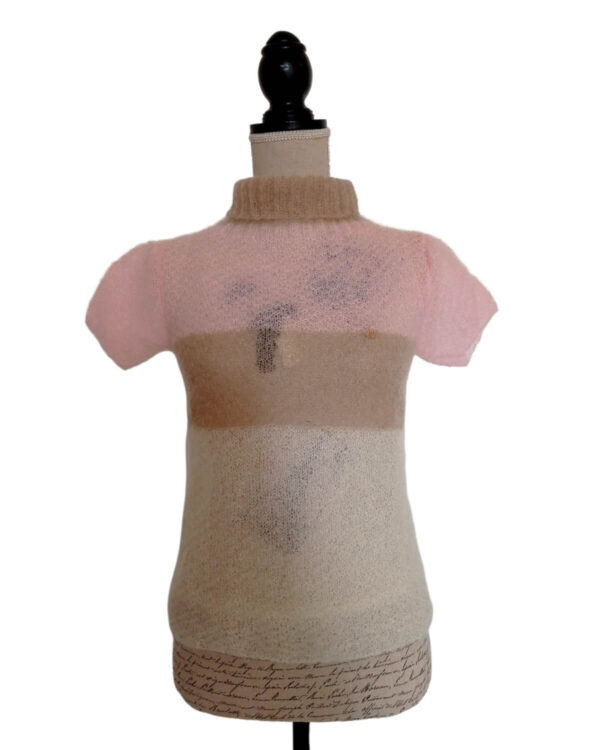 Maglia a righe rosa bianco beige